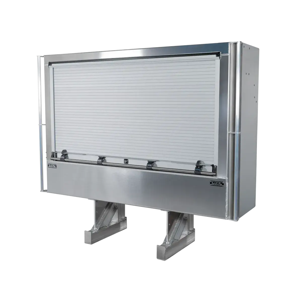 Cab Rack Roll-Up Headache Rack, Smooth Aluminum w/ (2) Chain Hangers, Dividers & Premium Locking Door 78" Width x 68" Height x 20" Depth