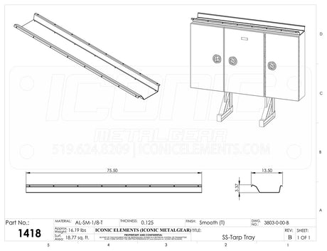 Cab Rack Tarp Tray, Fits 1315 Enclosed Headache Rack