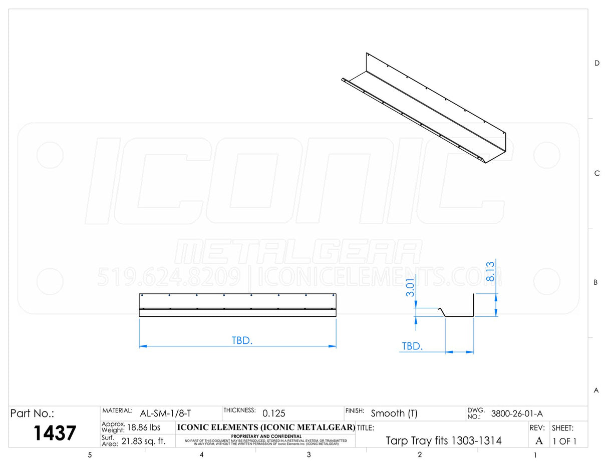 Accessory Tarp Trays, Only fits Enclosed Racks (1303 to 1314) - Need to know depth of rack
