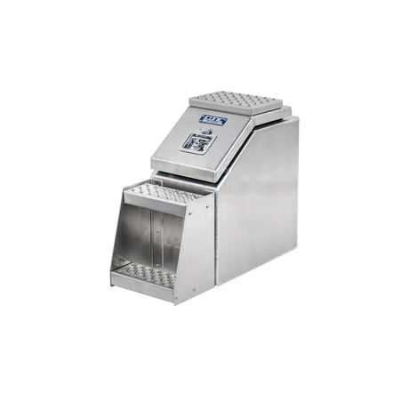 Step Box Boot Box 12" Big Mouth Step Box w/Aluminum Smooth lid *recommended used with P/N 1900 for mounting 12" Width x 24" Height x 29.13" Depth