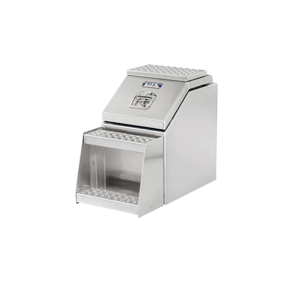 Step Box Boot Box 16" Big Mouth Step Box w/Aluminum Smooth lid *recommeded used with P/N 1900 for mounting 16" Width x 24" Height x 29.13" Depth