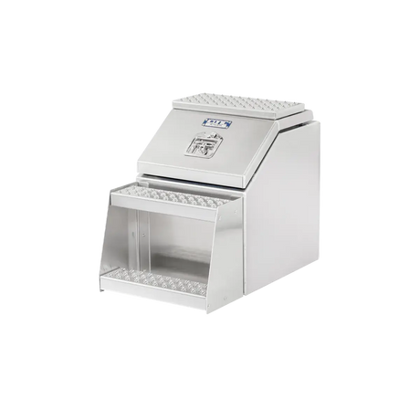 Step Box Boot Box 18" Big Mouth Step Box w/Aluminum Smooth lid *recommended used with P/N 1900 for mounting 18" Width x 24" Height x 29.13" Depth