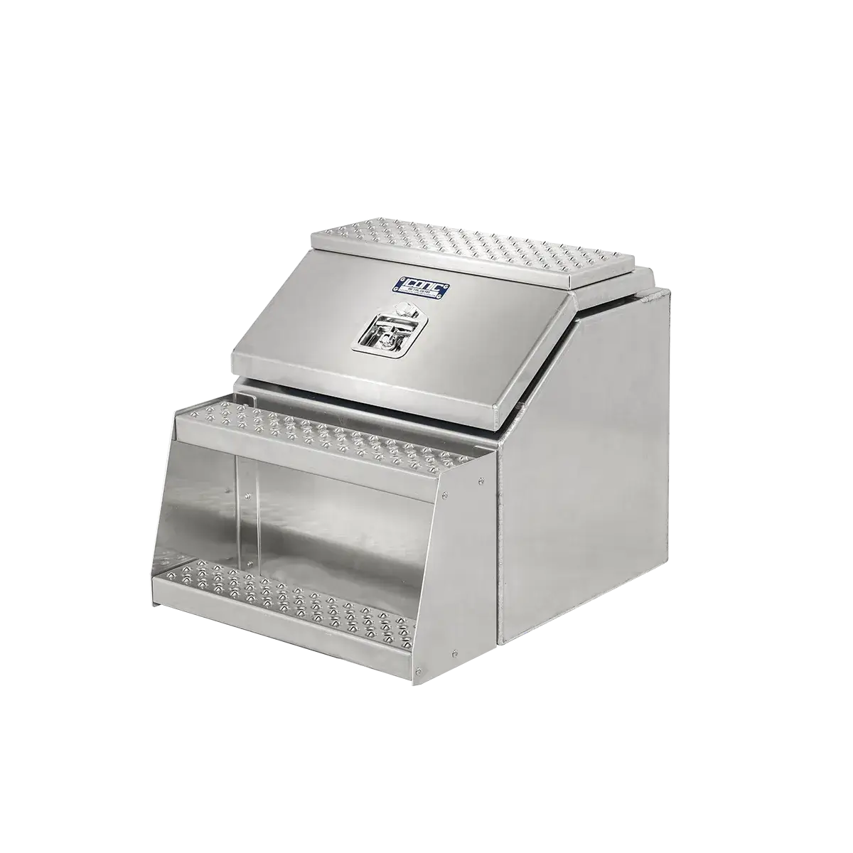 Step Box Boot Box 24" Big Mouth Step Box w/Aluminum Smooth lid *recommended used with P/N 1900 for mounting 24" Width x 24" Height x 29.13" Depth