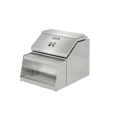 Step Box Boot Box 24" Big Mouth Step Box w/Aluminum Smooth lid *recommended used with P/N 1900 for mounting 24" Width x 24" Height x 29.13" Depth