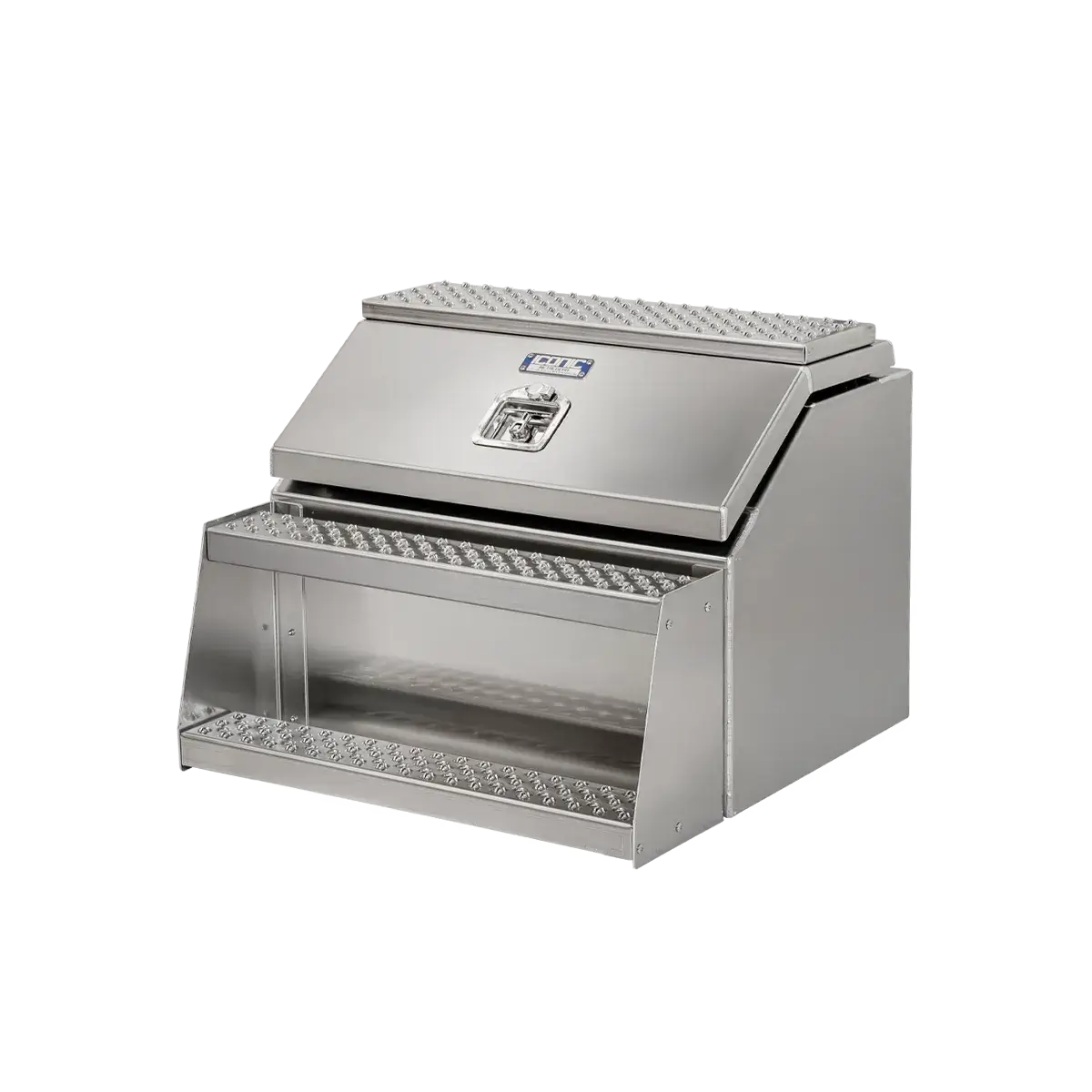 Step Box Boot Box 30" Big Mouth Step Box w/Aluminum Smooth lid *recommended used with P/N 1900 for mounting 30" Width x 24" Height x 29.13" Depth