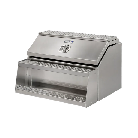 Step Box Boot Box 36" Big Mouth Step Box w/Aluminum Smooth lid *recommended used with P/N 1900 for mounting 36" Width x 24" Height x 29.13" Depth