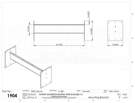 Mounting Bracket 24" Toolbox Overmount Bracket -Aluminum (specify length)