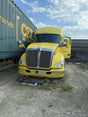 Kenworth T680 Passenger RH Center Tank Fairing Section 2013 Yellow Used - donor truck front view; listed part only