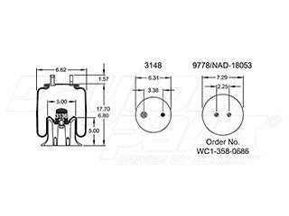 Air Spring 352-5414 Rolling Lobe with Aluminum Piston