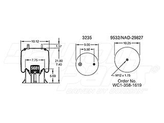 Air Spring 352-8903 Rolling Lobe with Plastic Piston