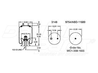 Air Spring 352-8977 Rolling Lobe with Aluminum Piston