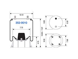 Air Spring 352-9010 Rolling Lobe S-11566 (S/A 2827)