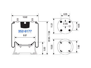 Air Spring 352-9177 Rolling Lobe with Aluminum Piston