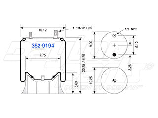 Air Spring 352-9194 Rolling Lobe with Plastic Piston