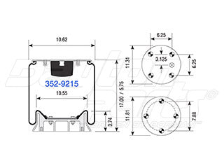Air Spring 352-9215 Rolling Lobe with Aluminum Piston