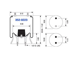 Air Spring 352-9223 Rolling Lobe for Reyco 102AR Suspension
