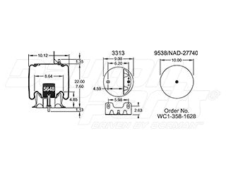 Air Spring 352-9373 Rolling Lobe with Plastic Piston