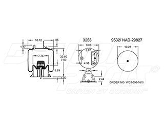Air Spring 352-9470 Rolling Lobe with Plastic Piston