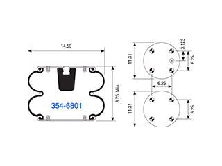 Air Spring 354-6801 Convoluted Suspension