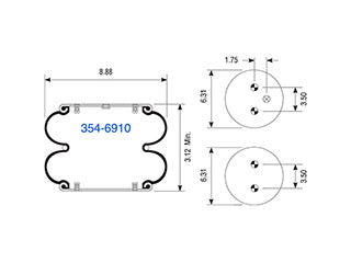 Air Spring 354-6910 Convoluted Suspension