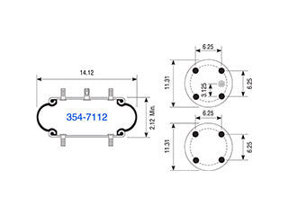 Air Spring 354-7112 Convoluted with Piston 3122