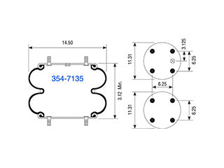 Air Spring 354-7135 Convoluted Suspension