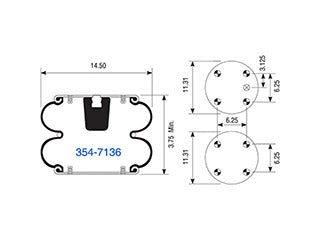Air Spring 354-7136 Convoluted Suspension