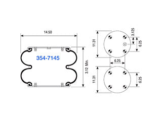 Air Spring 354-7145 Convoluted Suspension