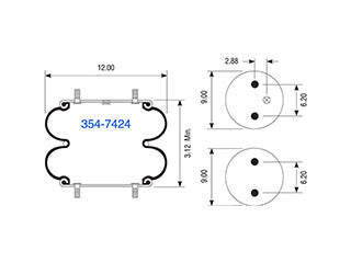 Air Spring 354-7424 Convoluted Suspension