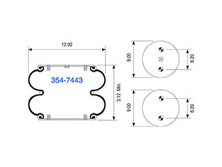 Air Spring 354-7443 Convoluted Suspension