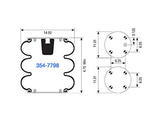 Air Spring 354-7798 Convoluted with Piston 3130