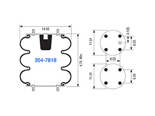 Air Spring 354-7818 Convoluted with Piston 3122