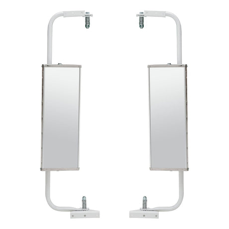 Mirror Assembly Set Universal Yellow Chevron Step Van 6" x 16" White Powder Coat Steel