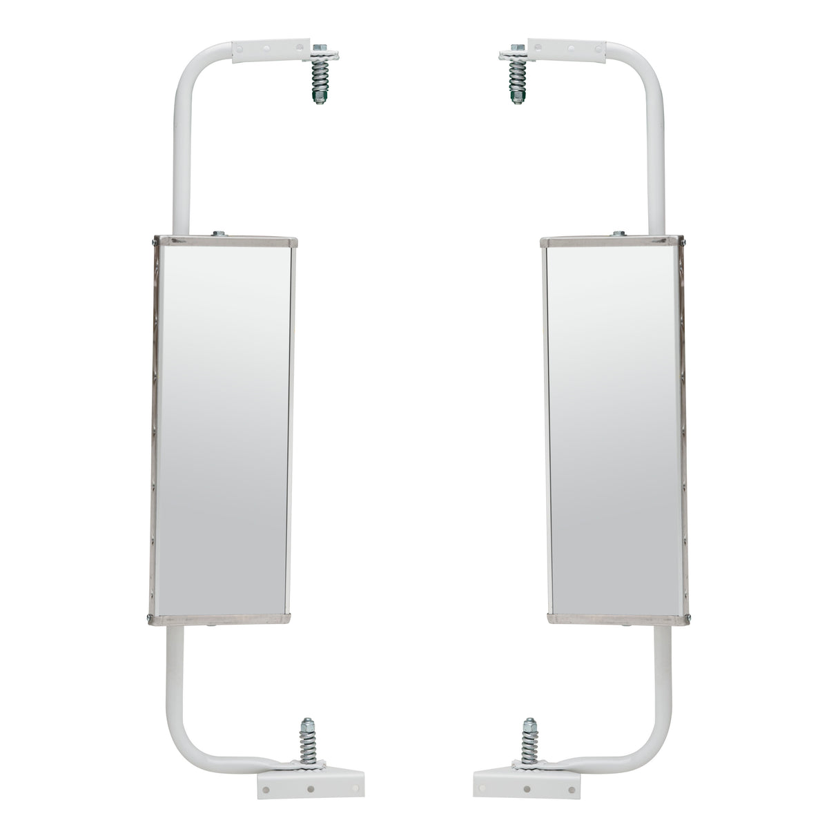 Mirror Assembly Set Universal Yellow Chevron Step Van 6" x 16" White Powder Coat Steel
