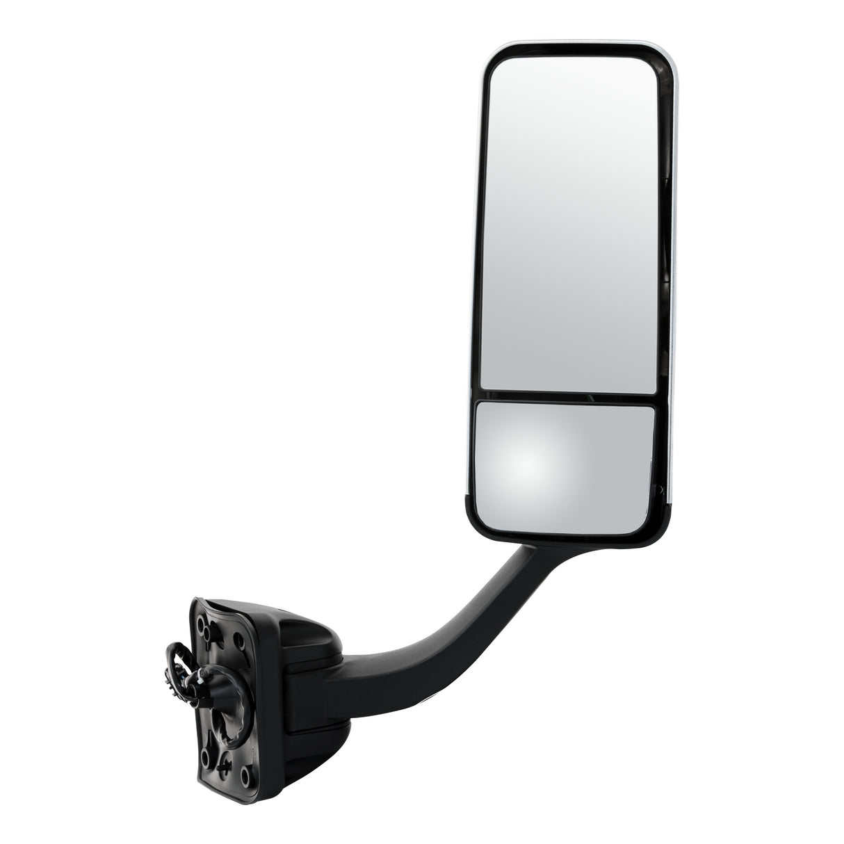 Mirror Assembly Pedestal Motorized Dual-Vision Heated Passenger Side 7" x 18" Chrome Plastic