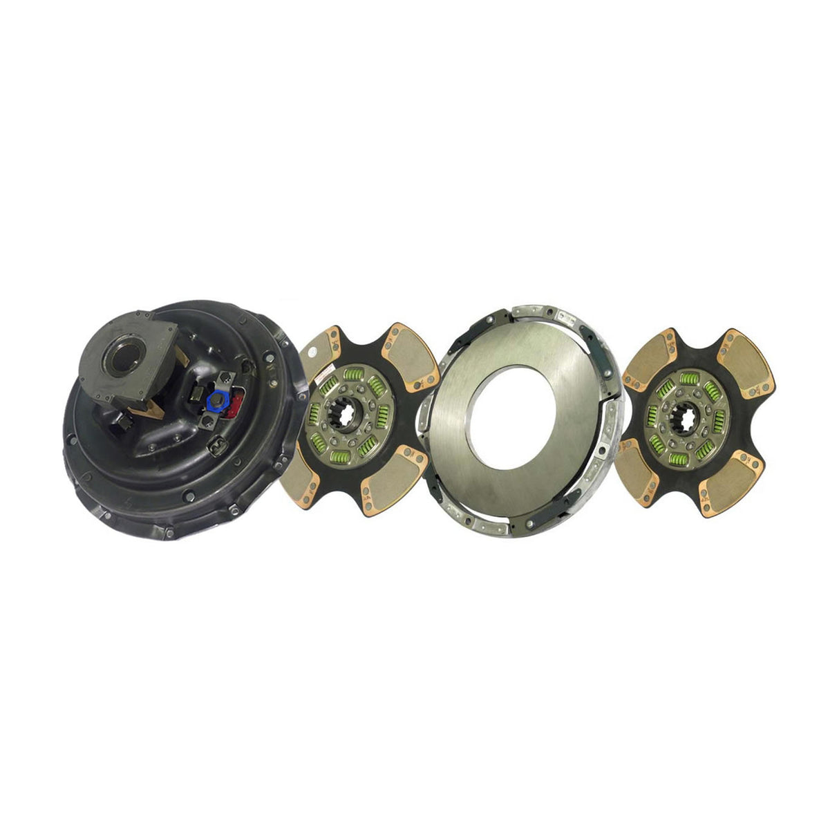 Clutch 14" x 2" Stamped Steel, Two-Plate, 4-Paddle 8-Spring, 2500 Plate Load 1050 Torque, Includes Positive Separator Pin 107342-24