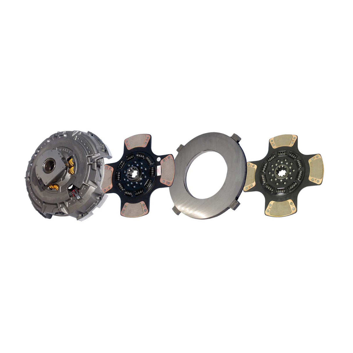 Clutch 15-1/2" x 2" Angle Spring, Two-Plate, 4-Paddle /10-Spring, 3600 Plate Load 1650 Torque 107091-74                     