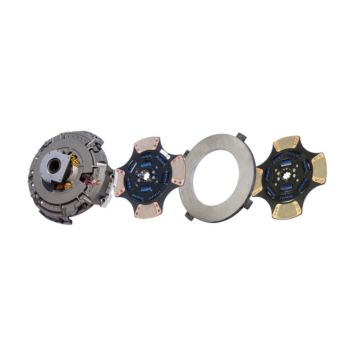 Clutch 15-1/2" x 2" Angle Spring, Two-Plate, 4-Paddle 9-Spring, 3600 Plate Load 1700 Torque, Dual-Zerk, Mack 107935-51                     