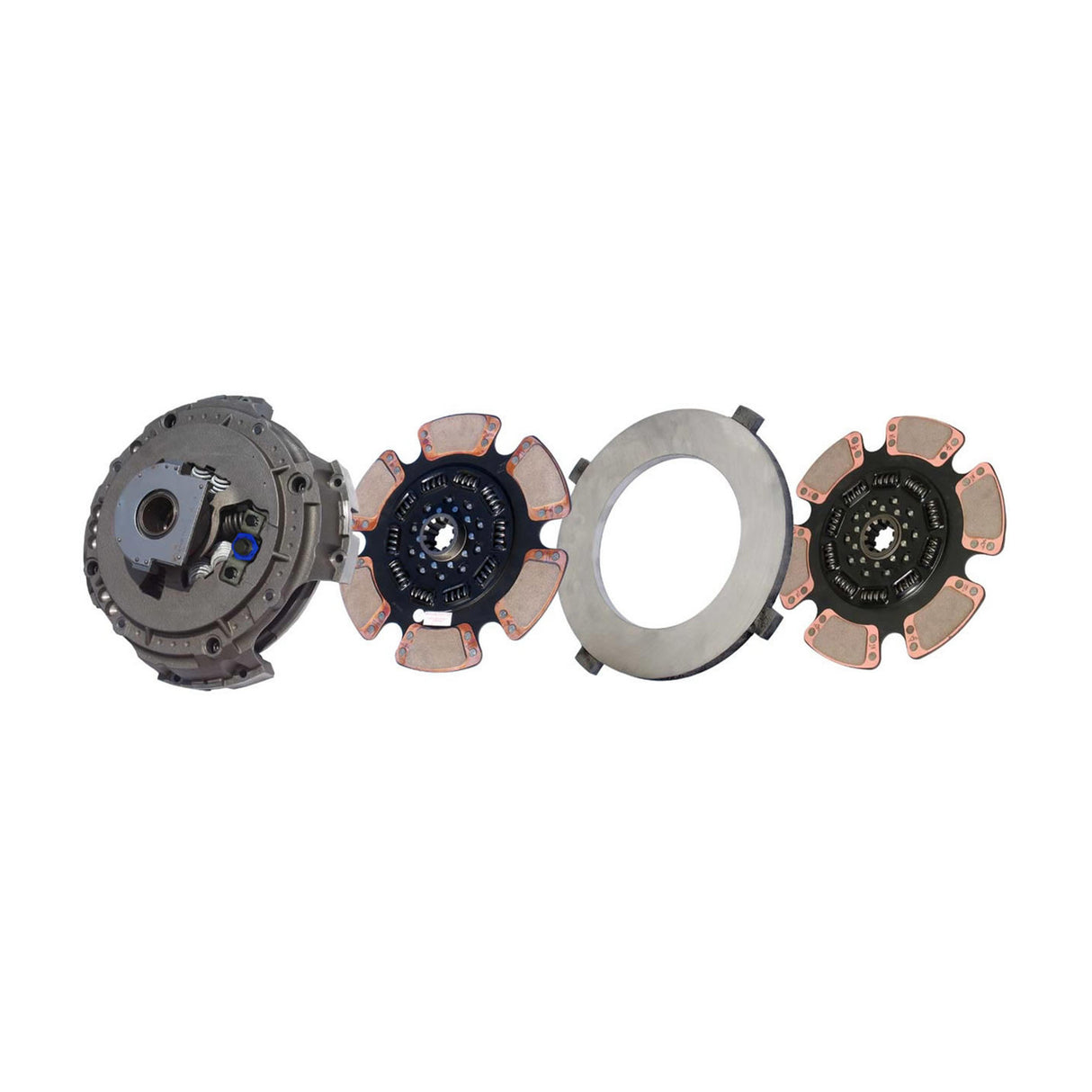 Clutch Easy Effort 15-1/2" x 2", Two-Plate, 6-Paddle 10-Spring, 4000 Plate Load 1810 Torque, Triple-Zerk 8.5" Min Flywheel ID 108391-93