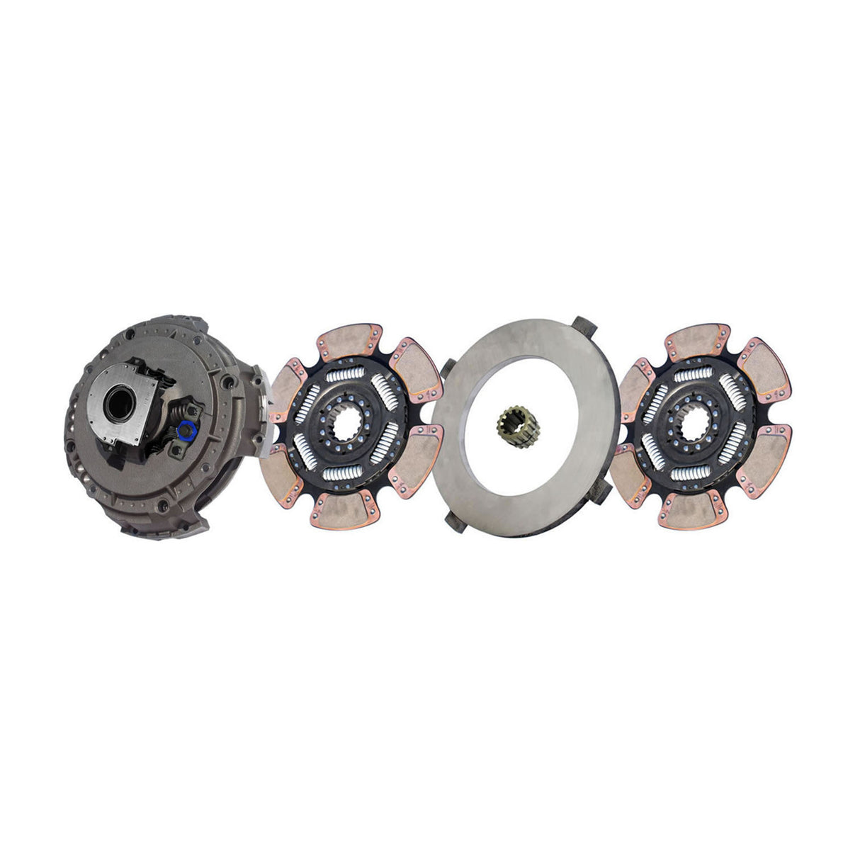Clutch Easy Effort 15-1/2" x 2", Two-Plate, 14-Spline, 6-Paddle 6-Spring, 4800 Plate Load 3000 Torque, Triple-Zerk, Includes Spline Saver 