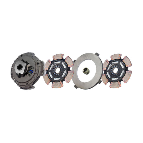 Clutch Easy Effort 15-1/2" x 2", Two-Plate, 14-Spline, 6-Paddle 6-Spring, 4800 Plate Load 3000 Torque, Triple-Zerk, Includes Spline Saver 