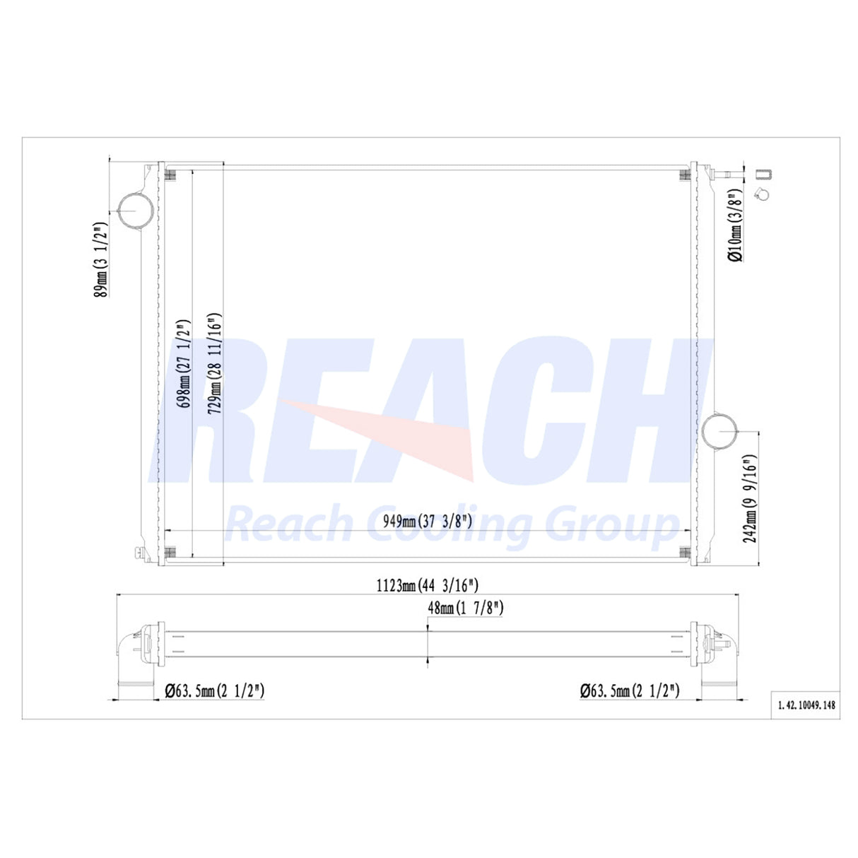 Ford Ltl9000, A/L Radiator 1998-2007 1003354