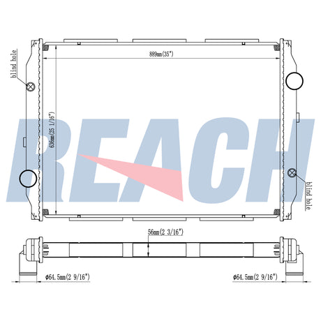 Volvo, Mack Aero-Autocar-Wah-Wg ; Volvo/Wg64 10.8 L6 Radiator 1996-2001 1002390