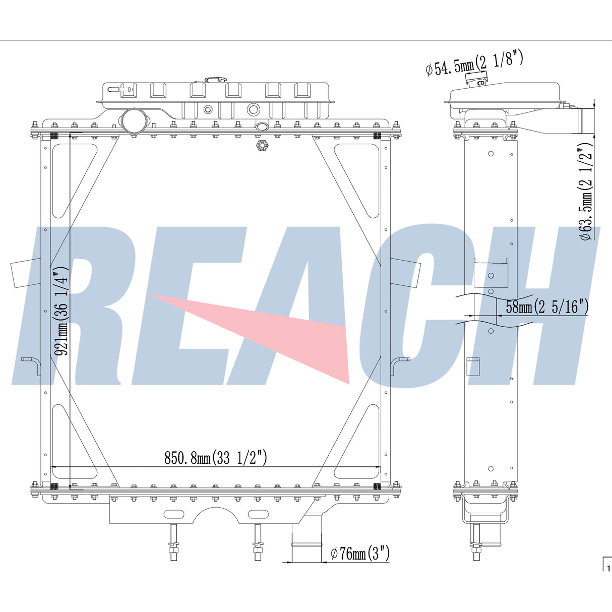 Peterbilt, Kenworth 357/ 375/ 379/ 385w/T Surge Tank Radiator 1995-2004 0706657A011