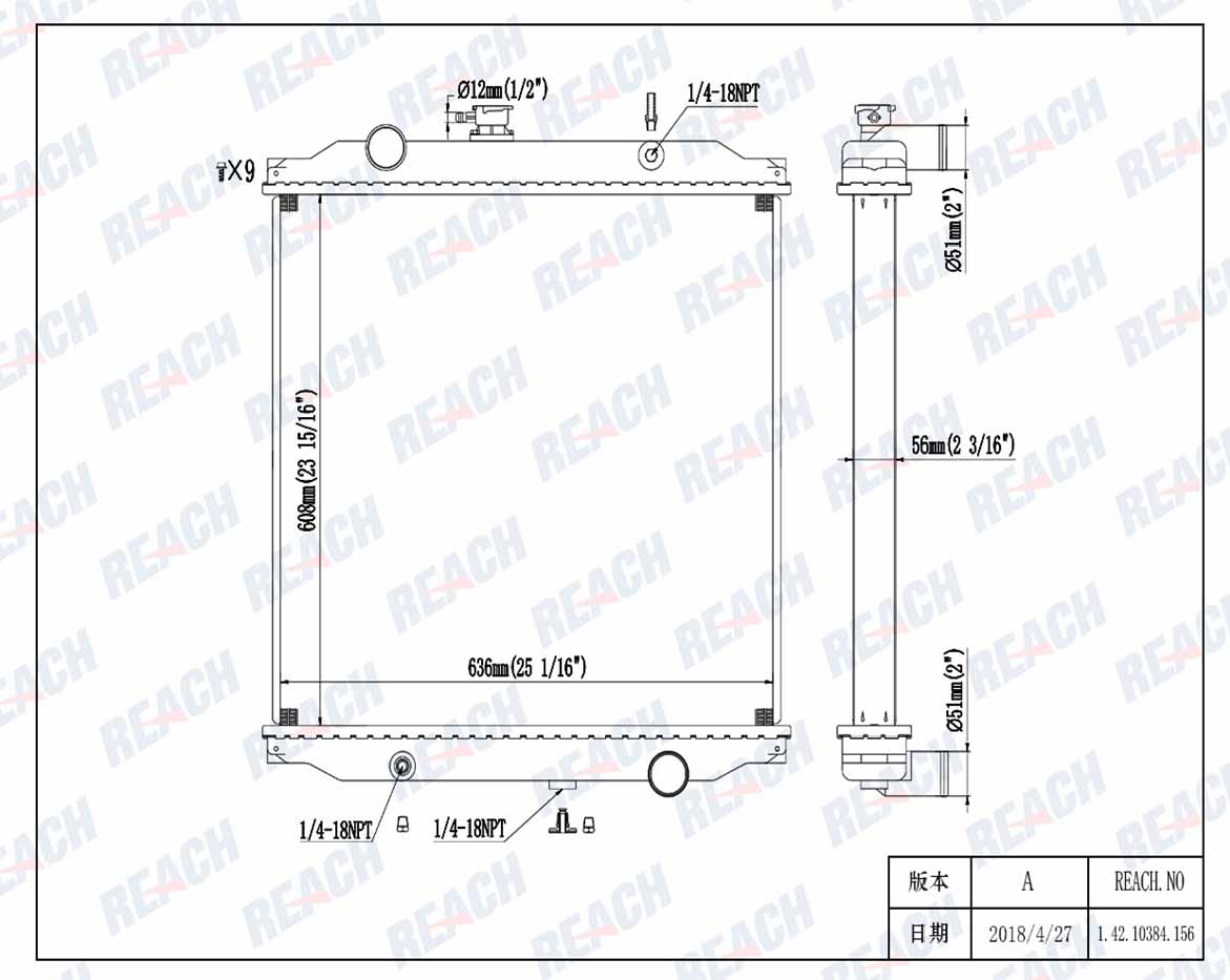 Freightliner / Sterling M2 Business Class Mb55 Mc26 Mt35 Mt45 Mt55 Radiator 1994-2001 VAB1102036