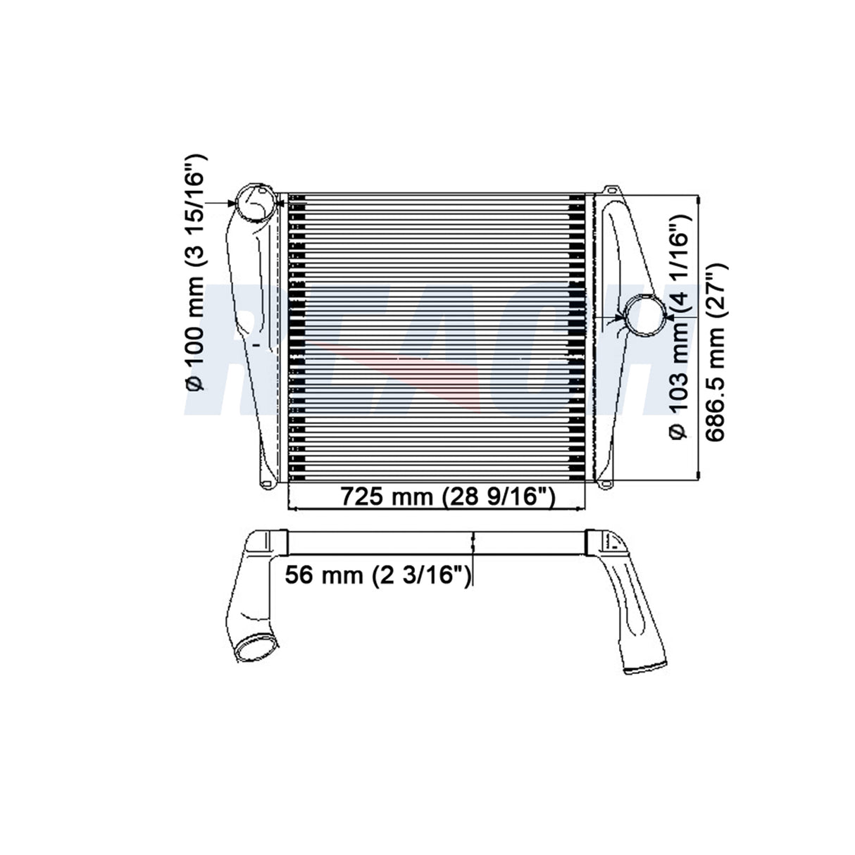Peterbilt, Kenworth T600 / T800 / W900 Charge Air Cooler 1986-2007 4880905004