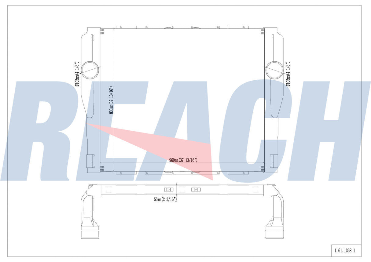 Peterbilt, Kenworth Model 377, 378, 385, 387, 388, 389 Bar And Plate Design *Bracket On Bottom 3.00 " Center Mount To Tank End* Charge Air Cooler 2007-2010 W6932001