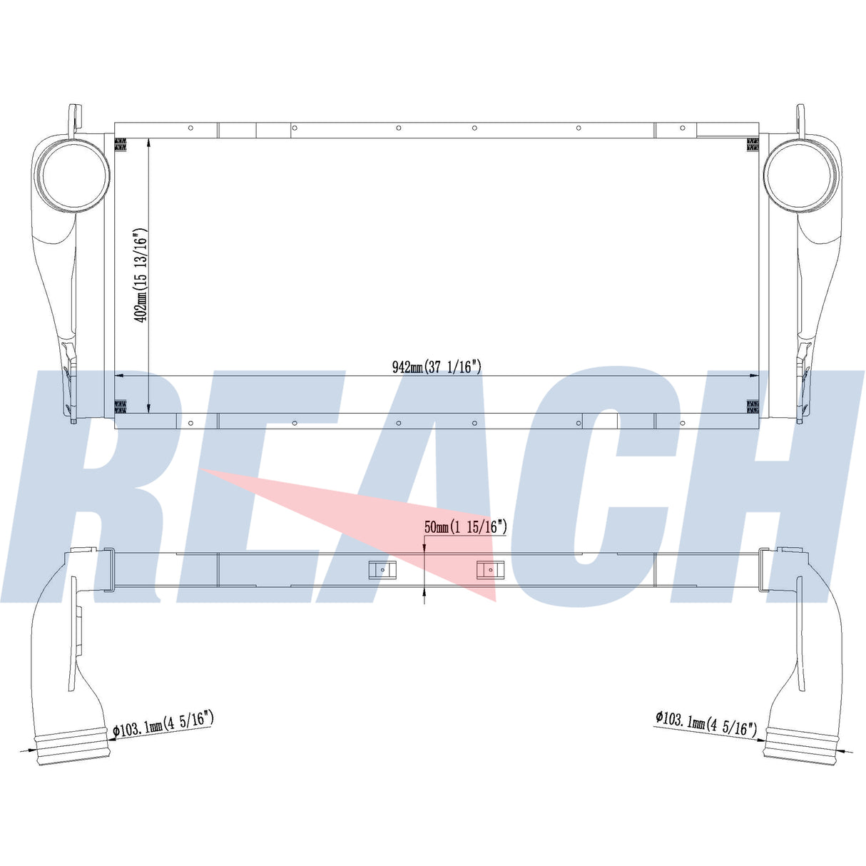 Peterbilt, Kenworth T300, T370, 330, 335, 340, 2008+ Charge Air Cooler F3161222101040
