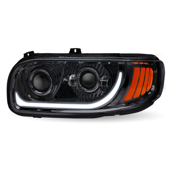 Peterbilt 389 LED Projector Headlight Assembly Black Driver Side