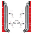 8? Curved Exhaust Kit – 60? Top Stacks, 52? Middle Spools, 58° Elbows (8? to 5? Dia.) Peterbilt 335, 348, 357, 359, 375, 377, 378, 379, 385, 386, 387, 388, 389 1970–2008 Exhaust Kit 
